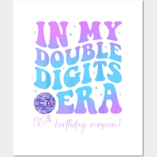 In My Double Digits Era 10th Birthday Version Groovy Retro T-Shirt Posters and Art